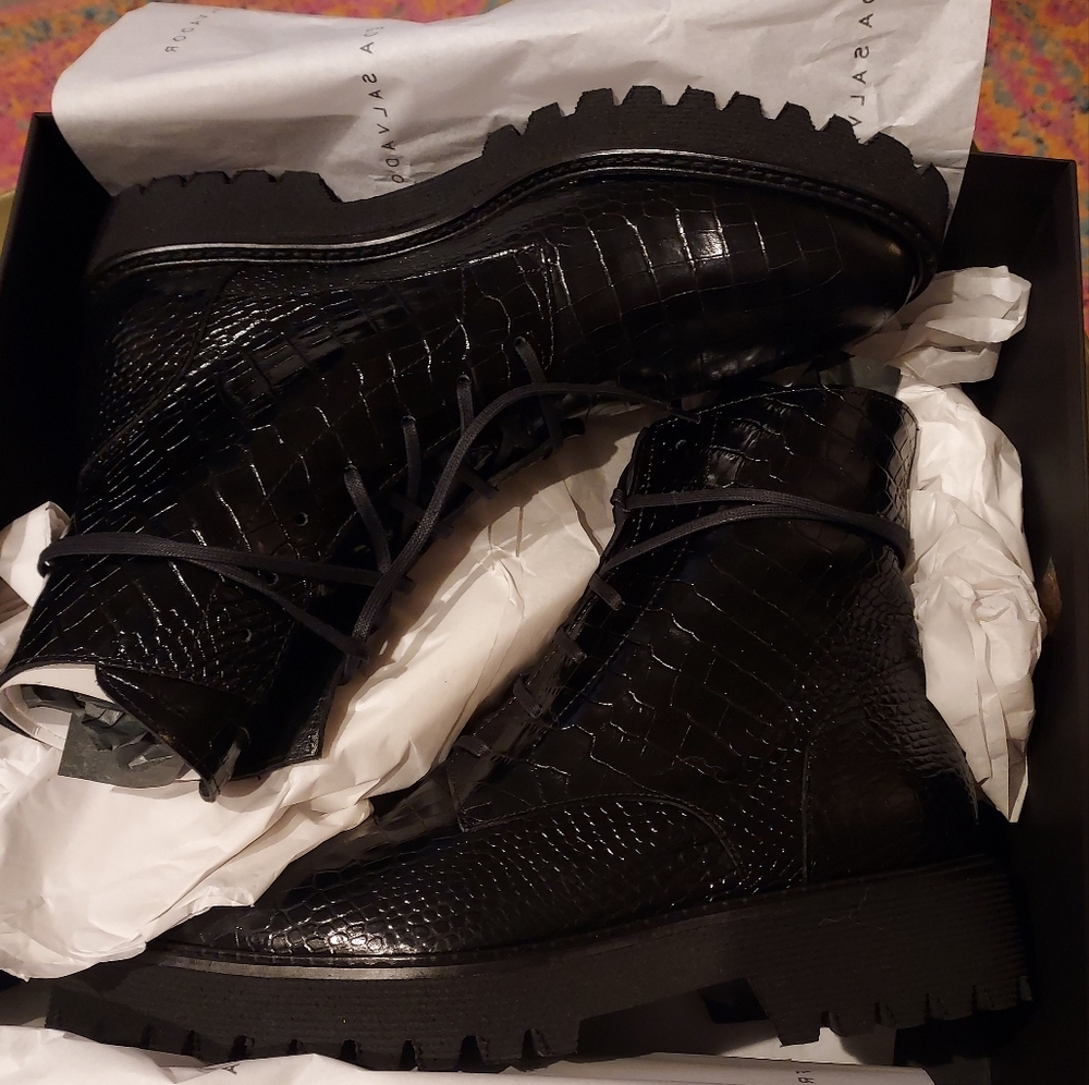 NIB Freda Salvador EMI Lug sole lace up combat boots, size 8.5 - Picture 3 of 10